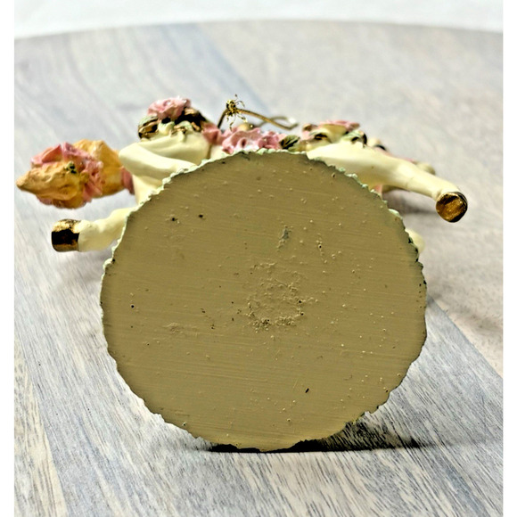 Horse Carousel Figurine Gold Post Pink Flowers Horse Vibrant - Picture 6 of 6